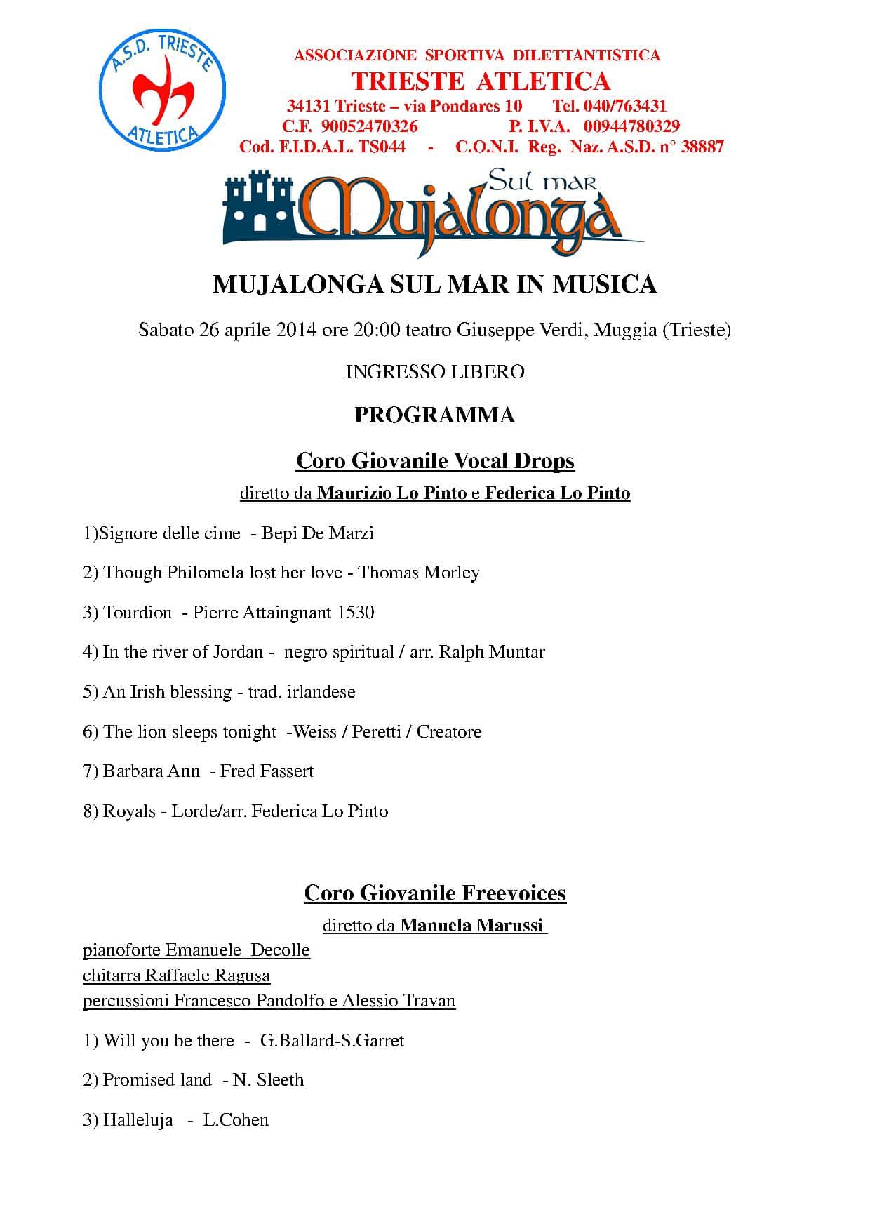 Mujalonga sul Mar Programma teatro Verdi 26 aprile